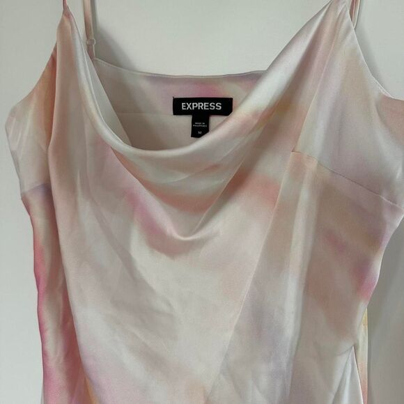 Express Cowl Neck Multi-Colored Slip Dress Women’s Medium Satin Party Dress - Picture 2 of 5